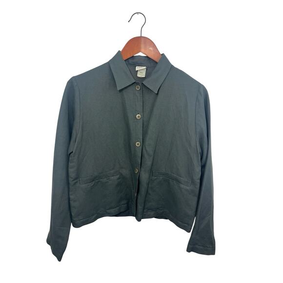 Eileen Fisher Jacket Gray Button Up Women's PP Small Petite Shacket Boxy Short - Picture 1 of 8